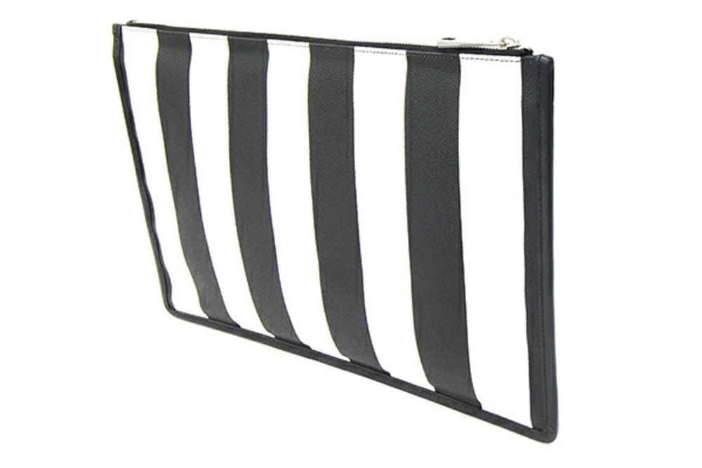 Givenchy Leather Bag Clutch Black Stripe Clutch Flat Studs White Black White